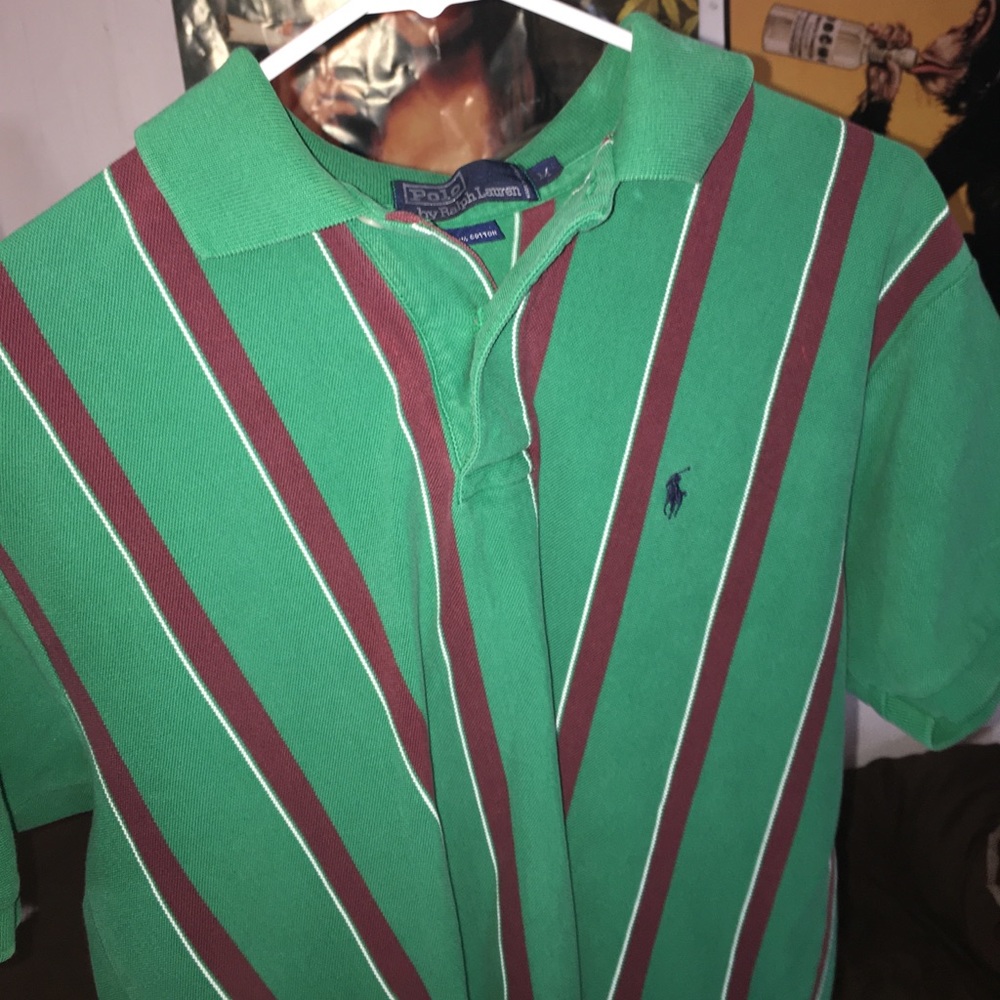 VINTAGE VERTICALLY STRIPPED RALPH LAUREN POLO